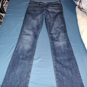 GAP Women's Straight Leg Low Rise Waist Y2K Jeans in Deep Blue